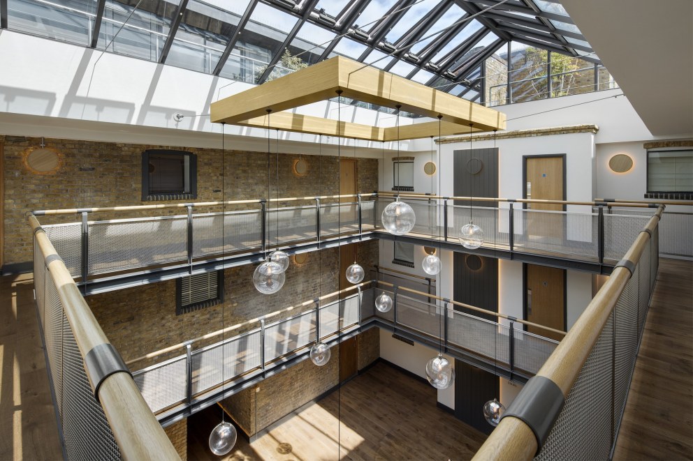 Residential apartment building atrium - Wapping High Street | View from the second floor | Interior Designers